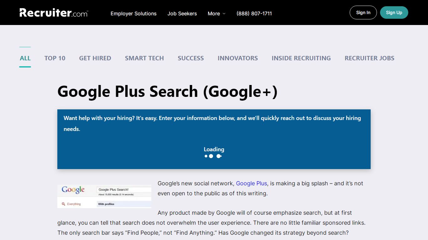 Google Plus Search (Google+) - Recruiter